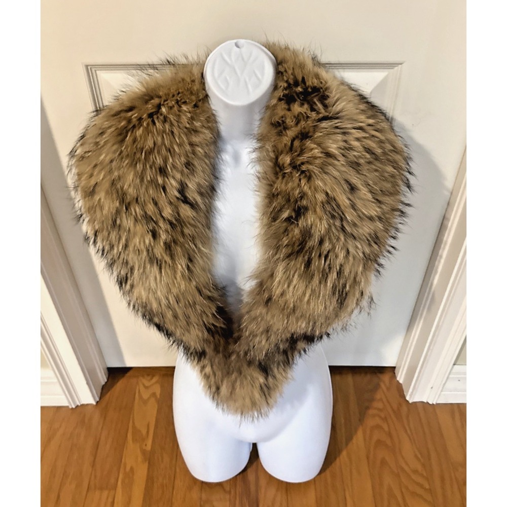 Vintage Real Fur Collar Hook Closure 46"x5" Mob Wife Gorpcore Whimsygoth - Picture 2 of 8